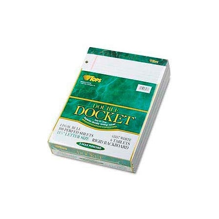 Tops Business Forms Docket  Letter Size Narrow Rule Double Pad, White, 100 Sheets/Pad, 4/Pack 99612